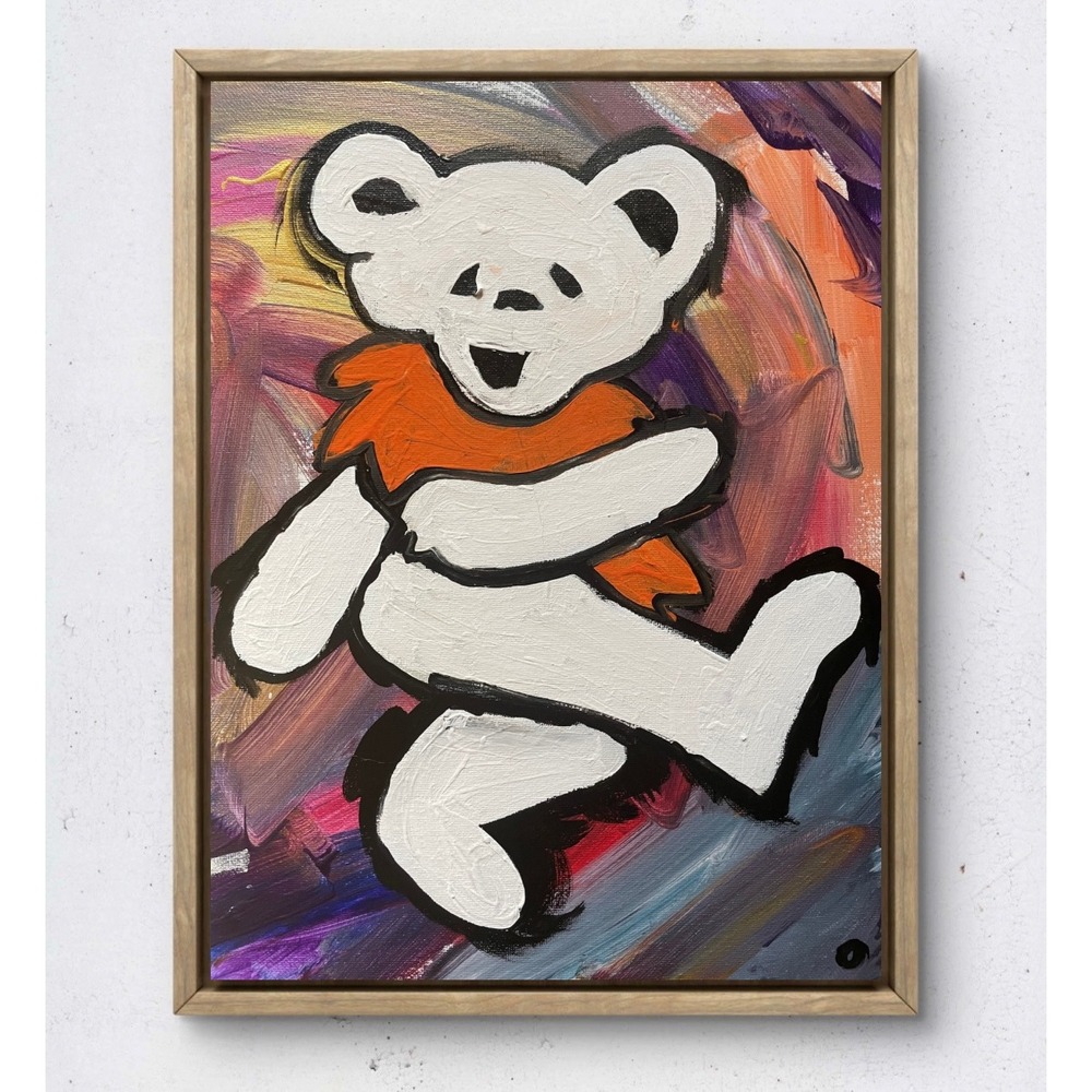 OMAN Grateful Dead Dancing Bear Acrylic Painting 11x14 Hand Painted Canvas Art